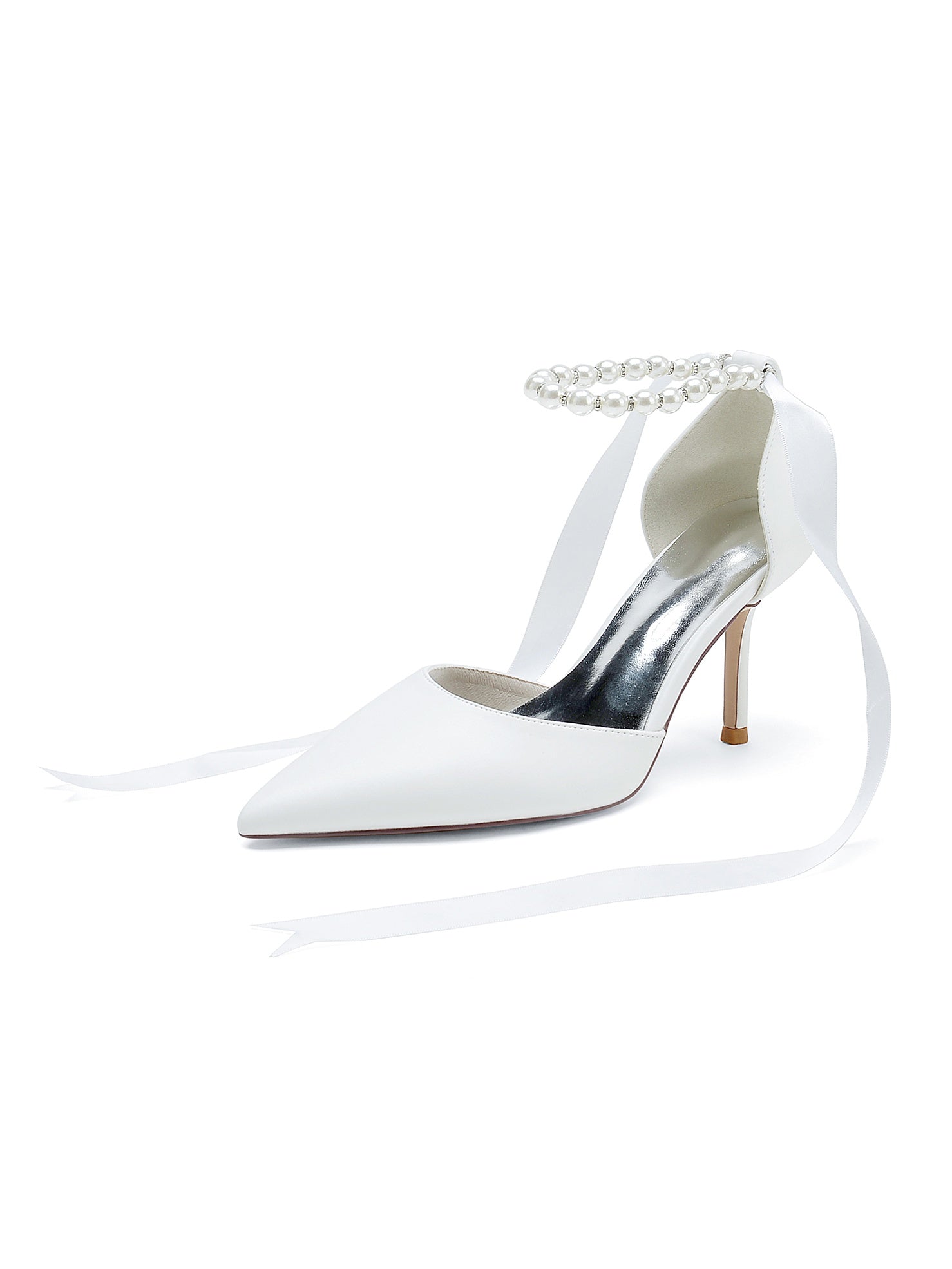 Beaded High Heel Bridesmaid Shoes with Pointed Toe for Women