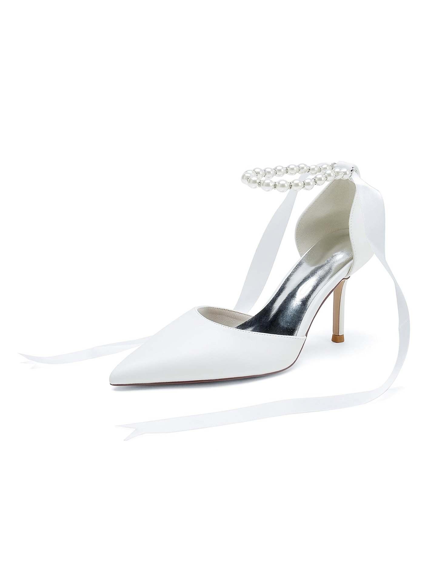 Beaded High Heel Bridesmaid Shoes with Pointed Toe for Women