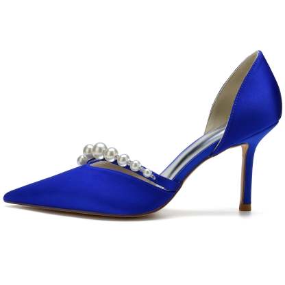 Bridal Pearl Stiletto Shoes with Pointed Toe for Women