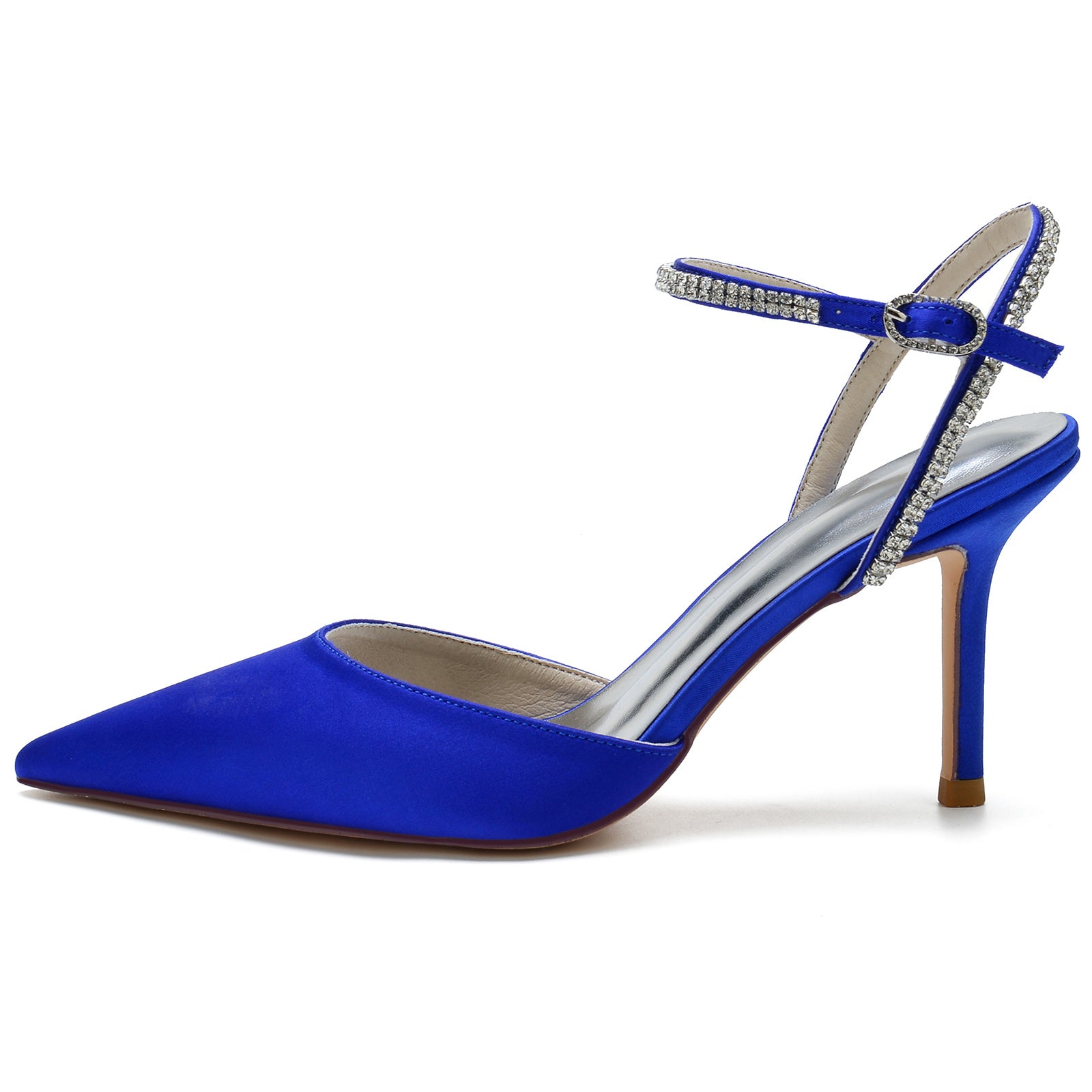 Bridal Stiletto Shoes for Women with Silk Satin and Crystal Buckle