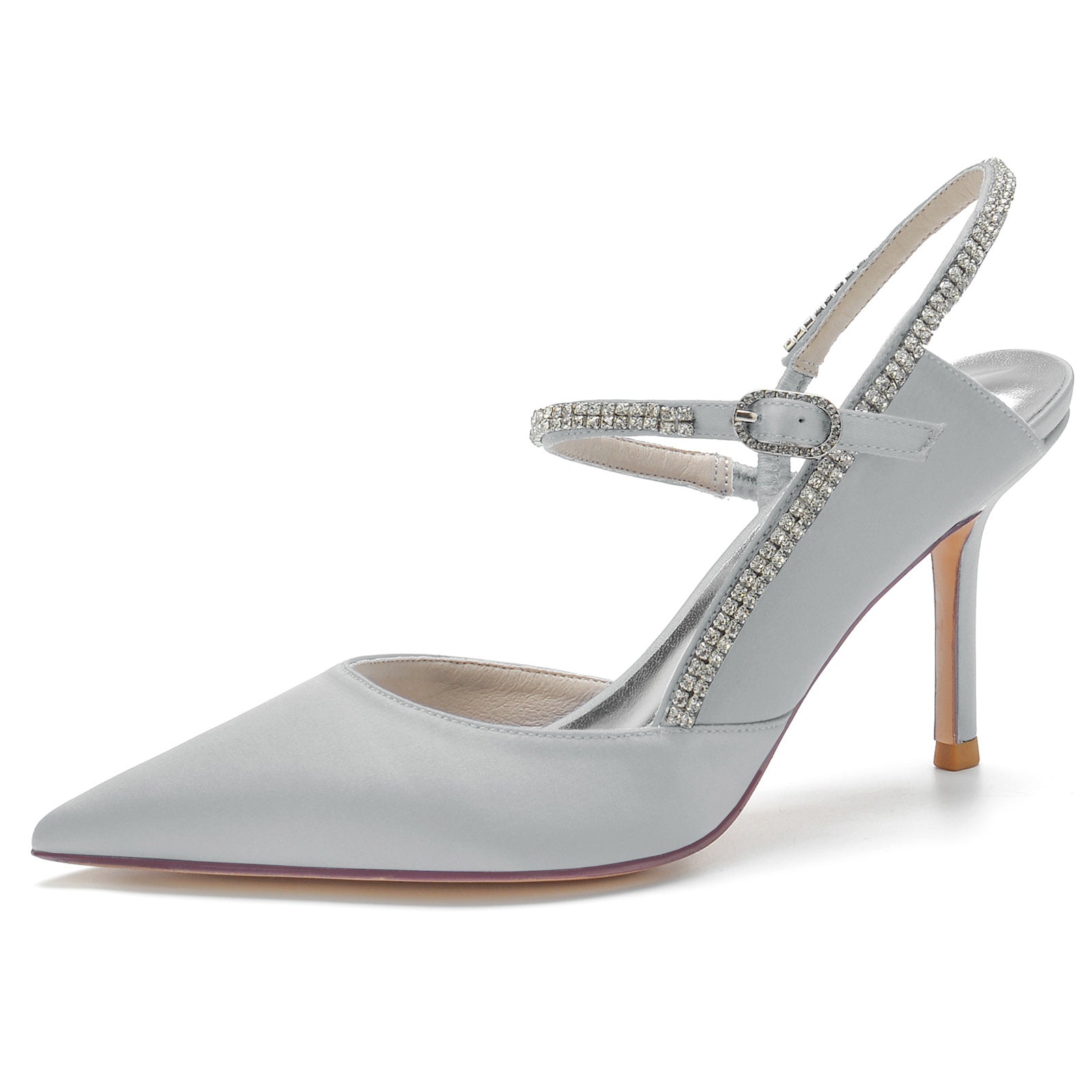 Elegant Stiletto Bridal Shoes for Women with Silk Satin Pointed Toe and Buckle