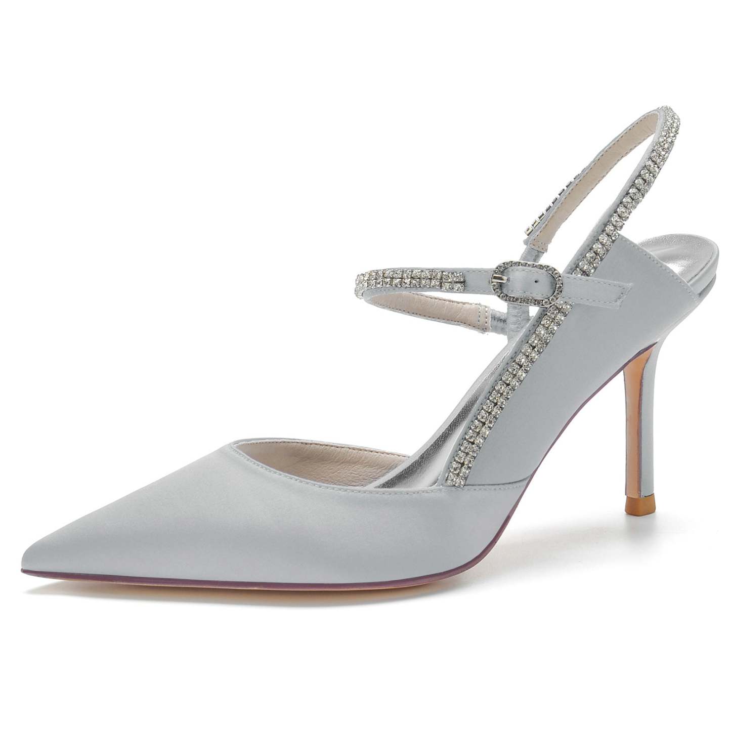 Elegant Stiletto Bridal Shoes for Women with Silk Satin Pointed Toe and Buckle