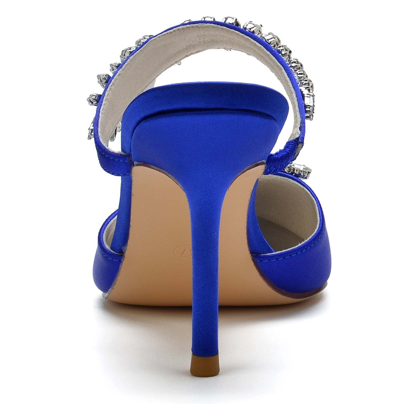 Bridal Mules for Women with Crystal Buckle and Pointed Stiletto Toe