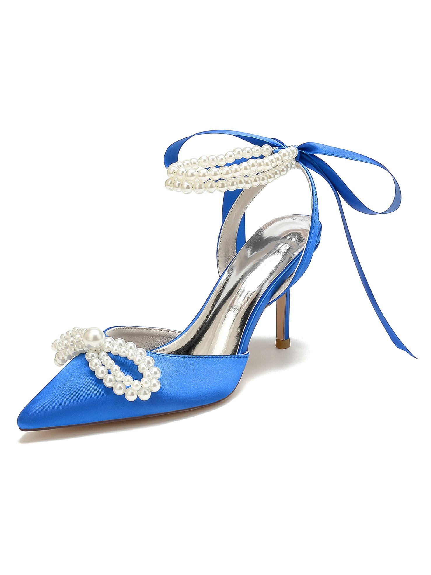 Beaded High Heel Bridal Shoes for Women with Pointed Toe