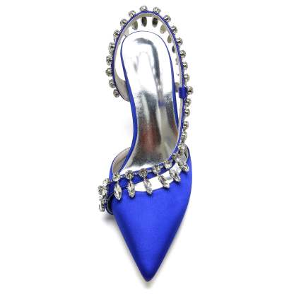 Bridal High Heel Shoes for Women in Silk Satin with Rhinestone Closed Toe
