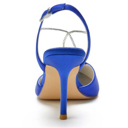 Bridal Stiletto Shoes for Women with Rhinestone Chains and Pointed Toe Buckle