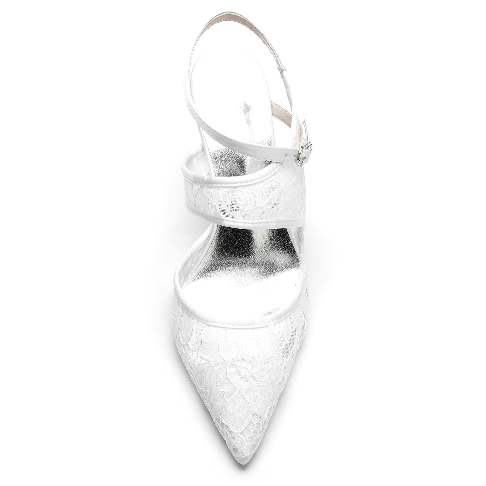 Bridal Stiletto Shoes for Women with Silk Satin Lace Mesh and Buckle