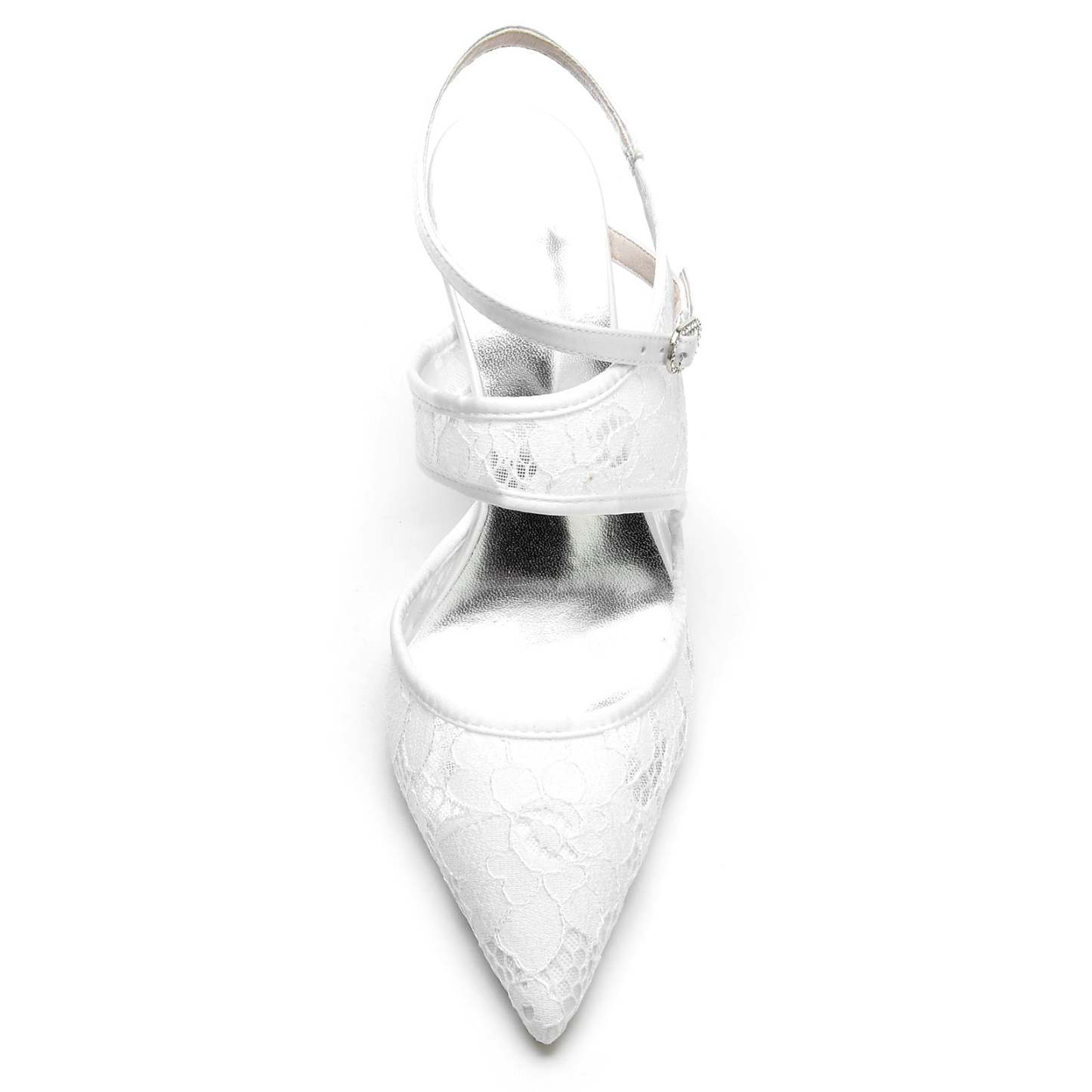 Bridal Stiletto Shoes for Women with Silk Satin Lace Mesh and Buckle