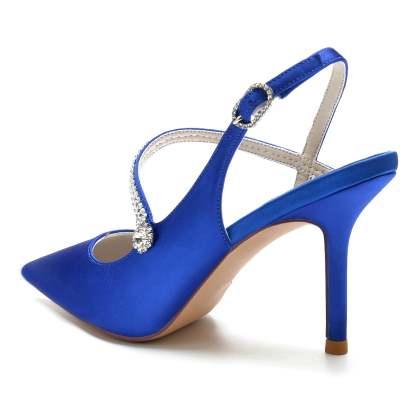 Bridal Stiletto Shoes for Women with Silk Satin and Crystal Buckle