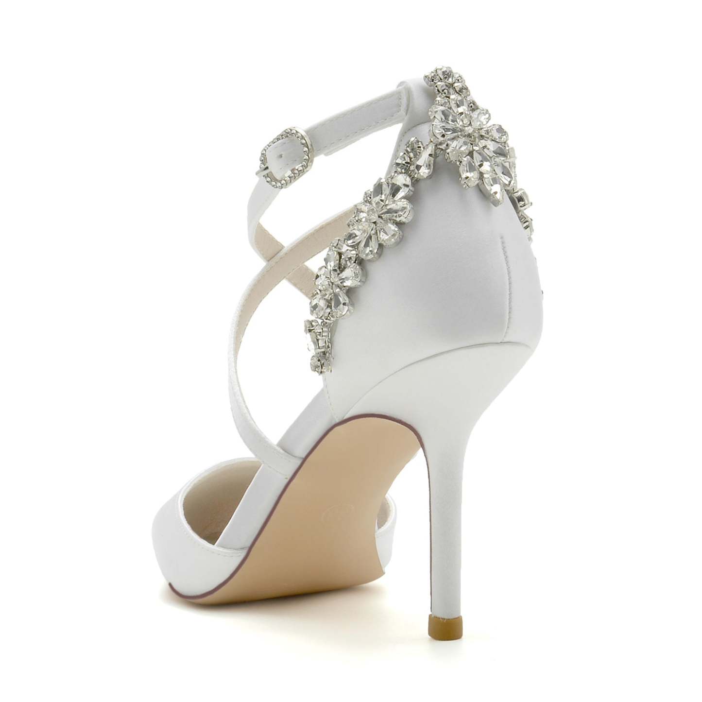 Bridal Stiletto Shoes for Women with Crystal Straps and Pointed Toe