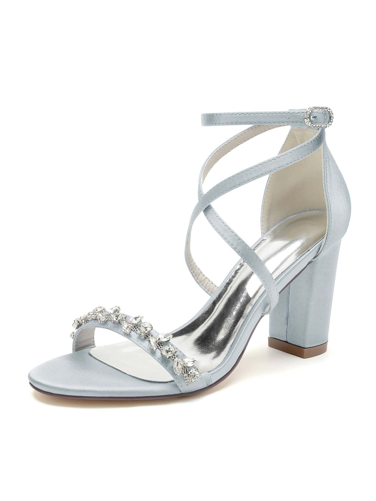 Bridal High Heel Open Toe Wedding Shoes for Women with Rhinestones