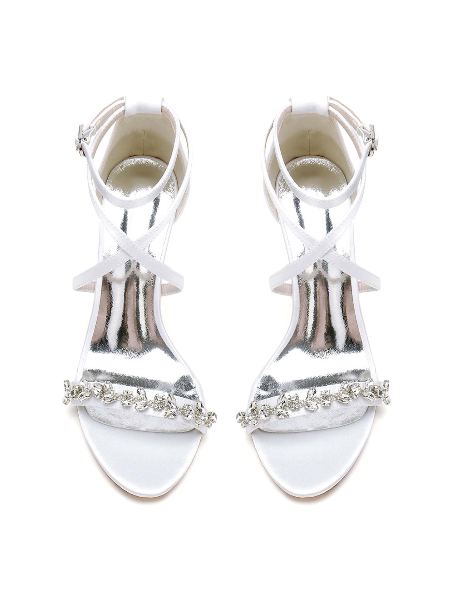 Bridal High Heel Open Toe Wedding Shoes for Women with Rhinestones