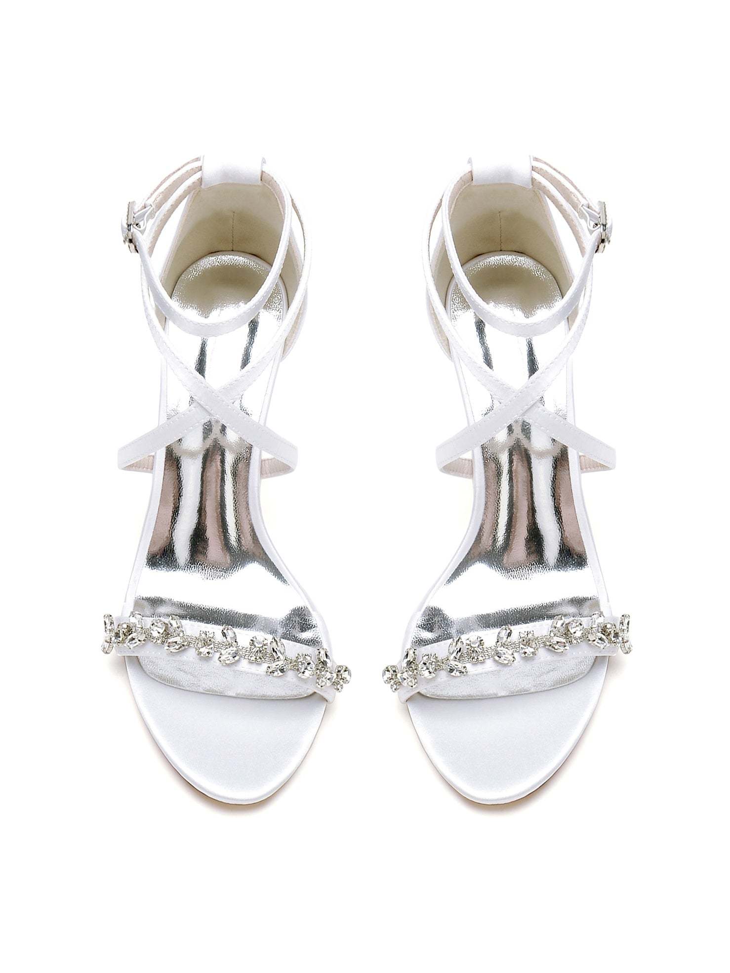 Bridal High Heel Open Toe Wedding Shoes for Women with Rhinestones