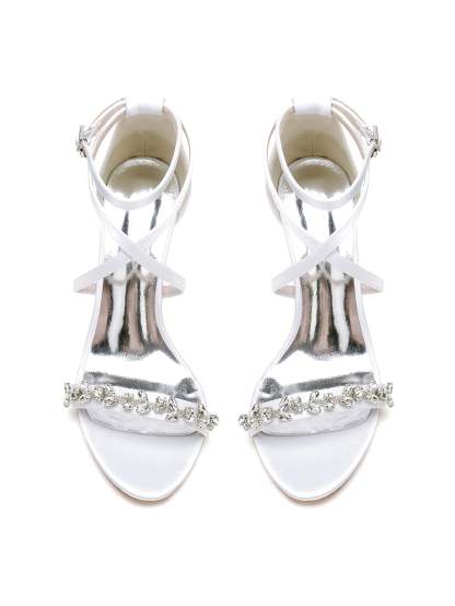 Bridal High Heel Open Toe Wedding Shoes for Women with Rhinestones