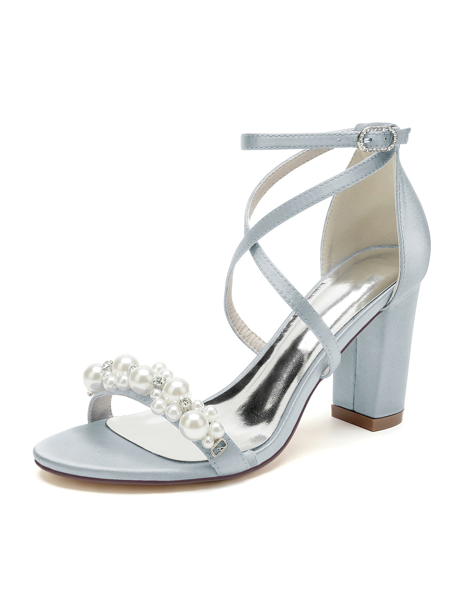 Bridal High Heel Open Toe Wedding Shoes with Rhinestones for Women