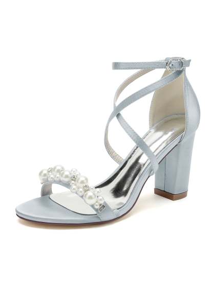 Bridal High Heel Open Toe Wedding Shoes with Rhinestones for Women