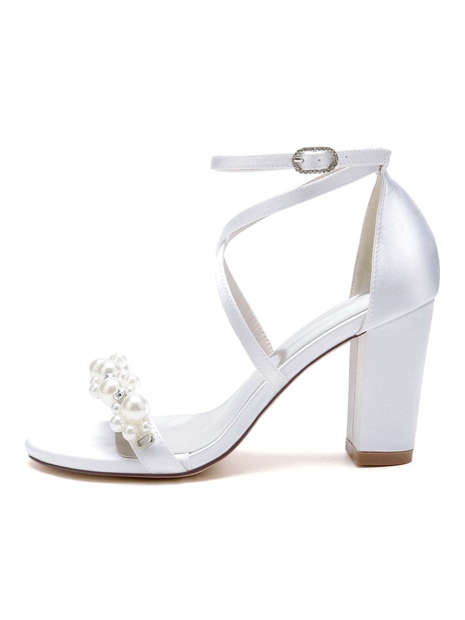 Bridal High Heel Open Toe Wedding Shoes with Rhinestones for Women