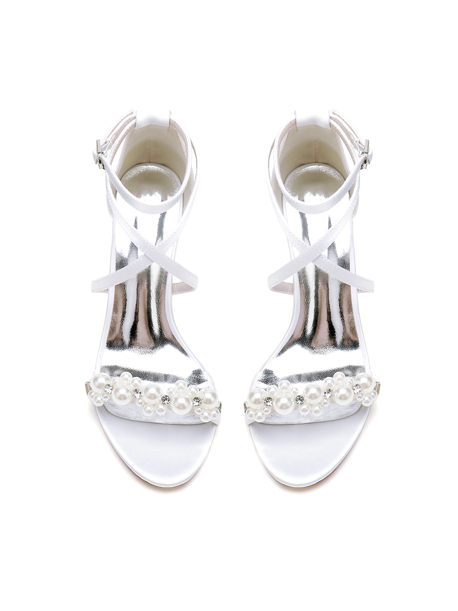 Bridal High Heel Open Toe Wedding Shoes with Rhinestones for Women