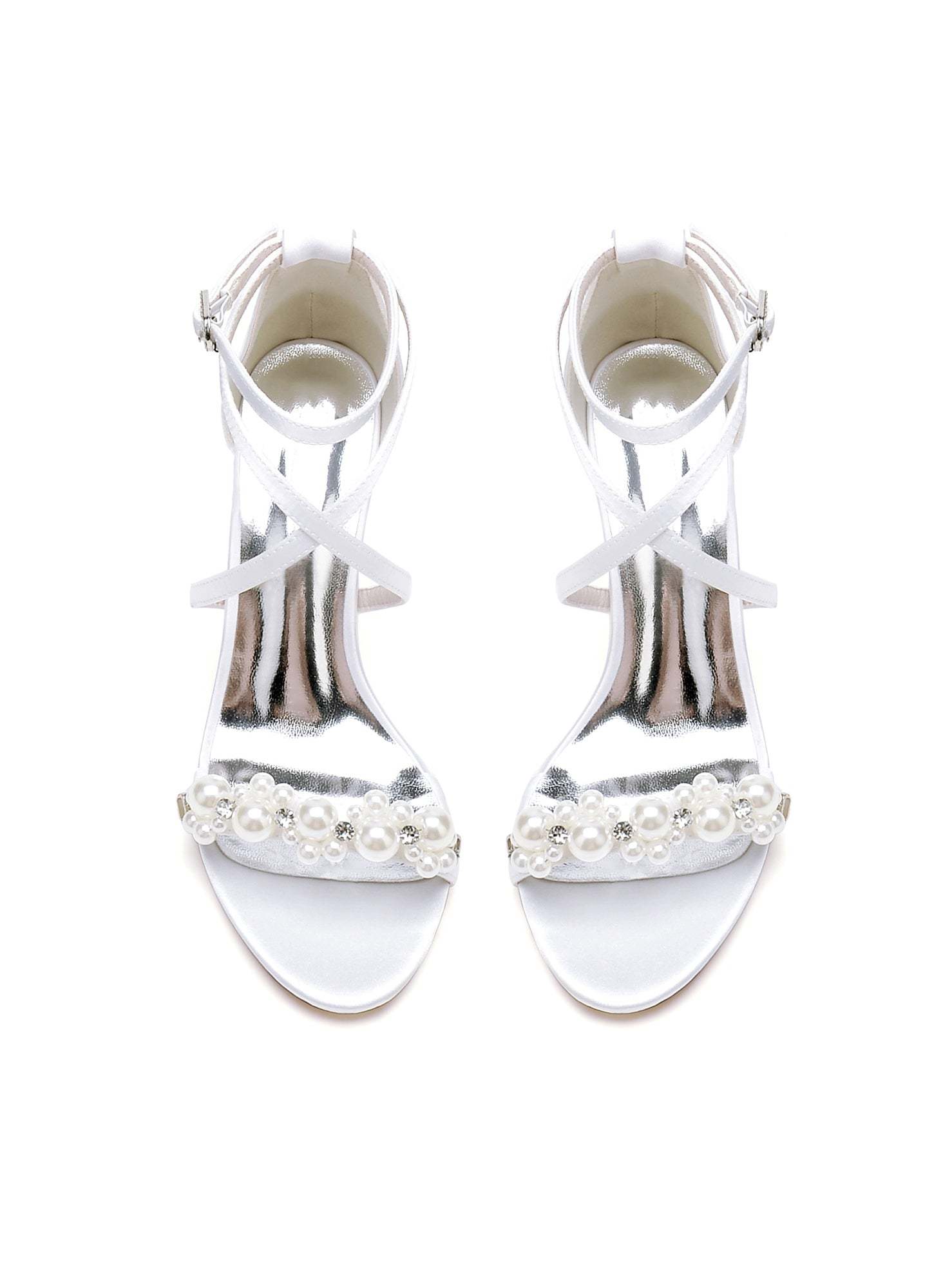 Bridal High Heel Open Toe Wedding Shoes with Rhinestones for Women
