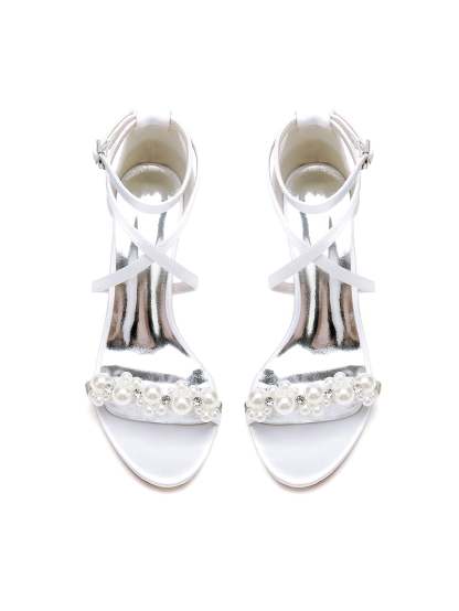 Bridal High Heel Open Toe Wedding Shoes with Rhinestones for Women
