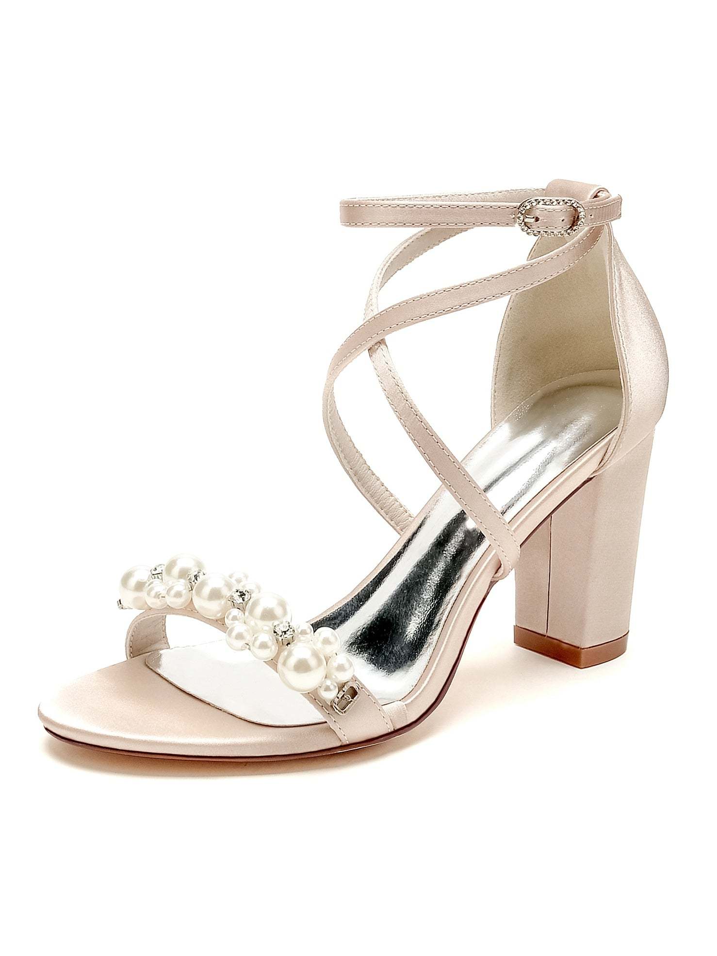 Bridal High Heel Open Toe Wedding Shoes with Rhinestones for Women