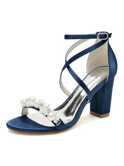 Bridal High Heel Open Toe Wedding Shoes with Rhinestones for Women