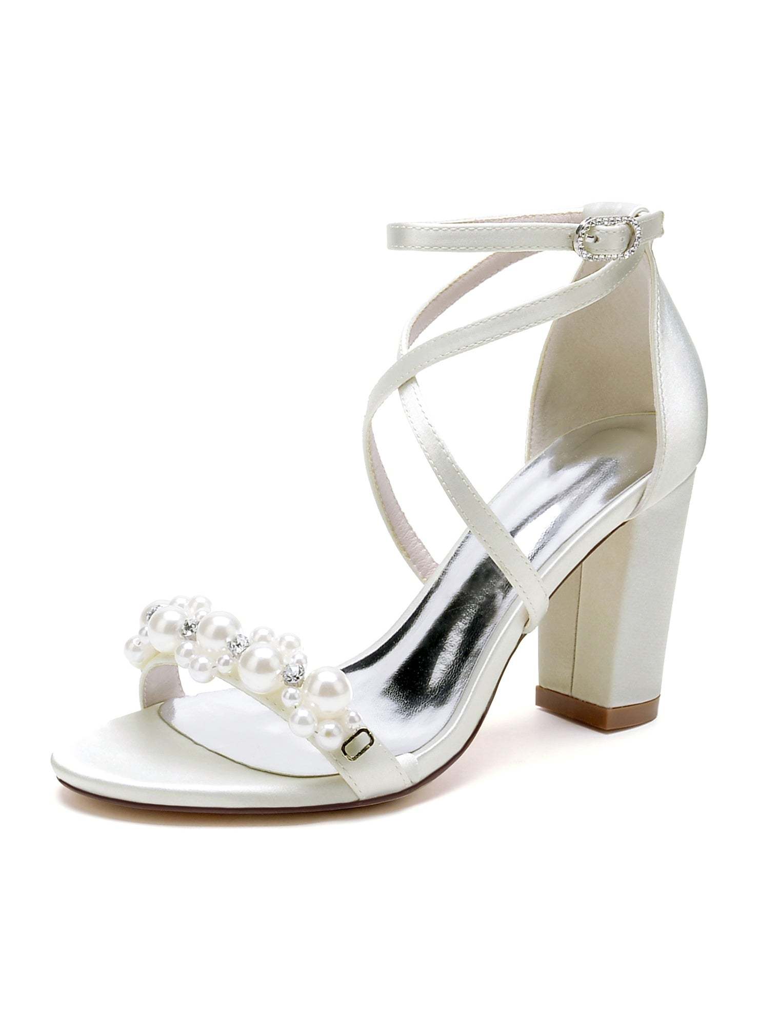 Bridal High Heel Open Toe Wedding Shoes with Rhinestones for Women