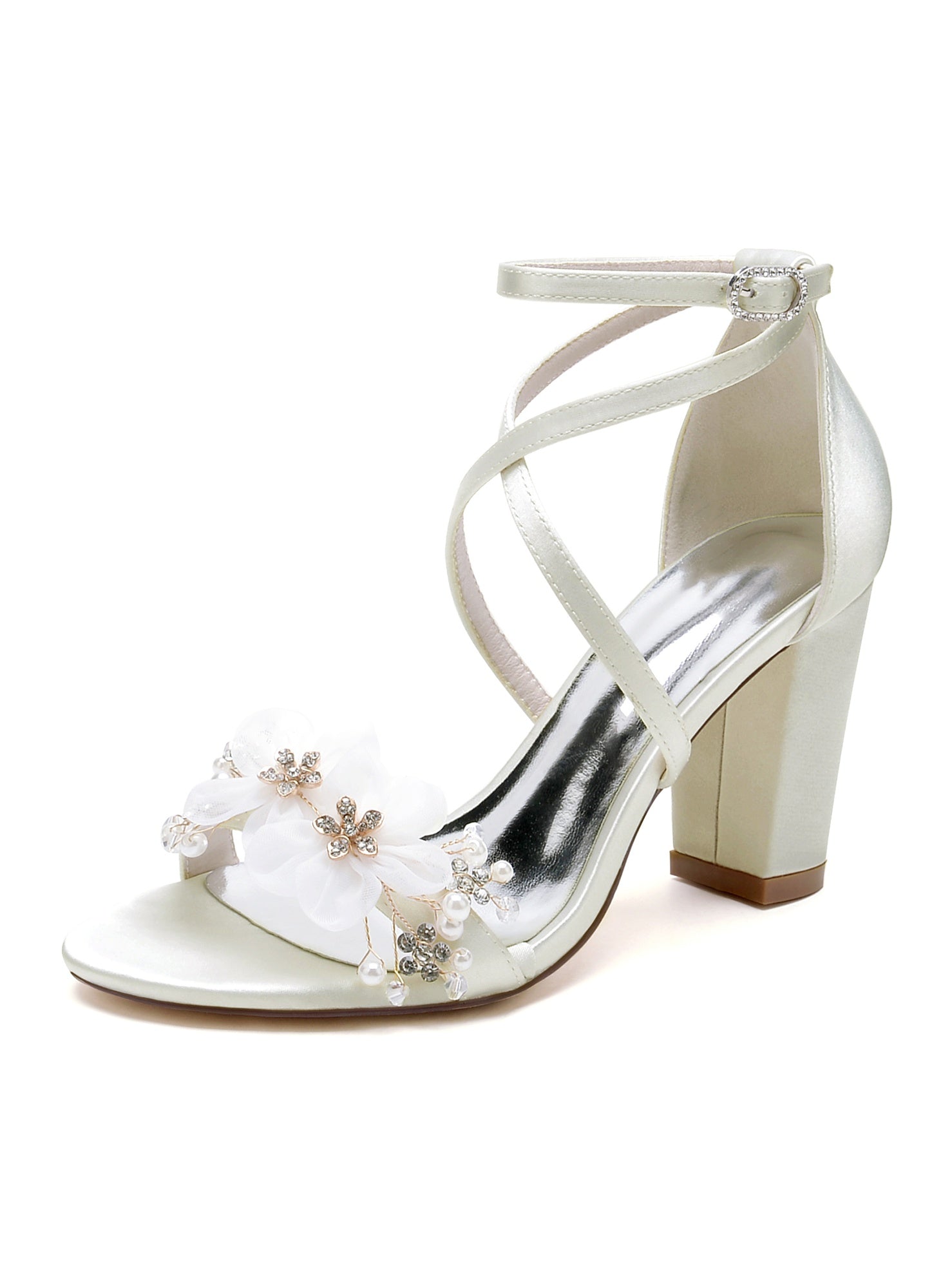 Bridal High Heel Open Toe Shoes with Rhinestones for Women