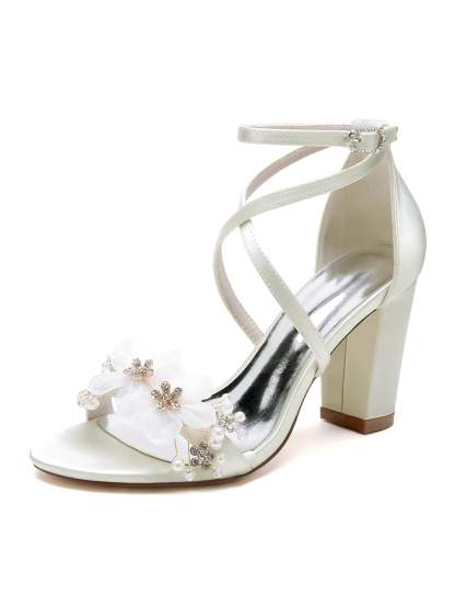 Bridal High Heel Open Toe Shoes with Rhinestones for Women