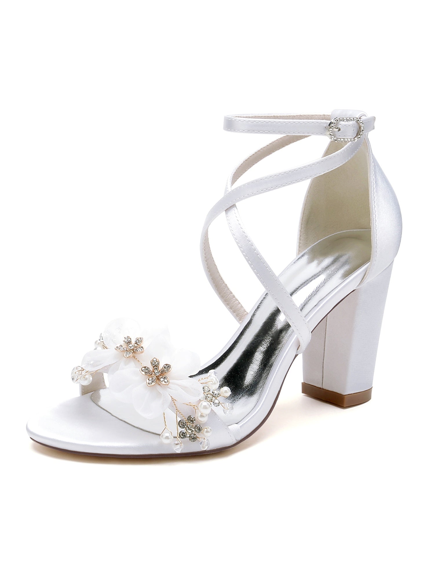 Bridal High Heel Open Toe Shoes with Rhinestones for Women