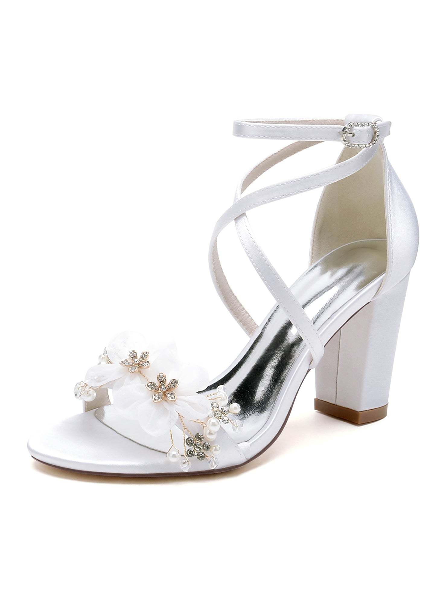 Bridal High Heel Open Toe Shoes with Rhinestones for Women