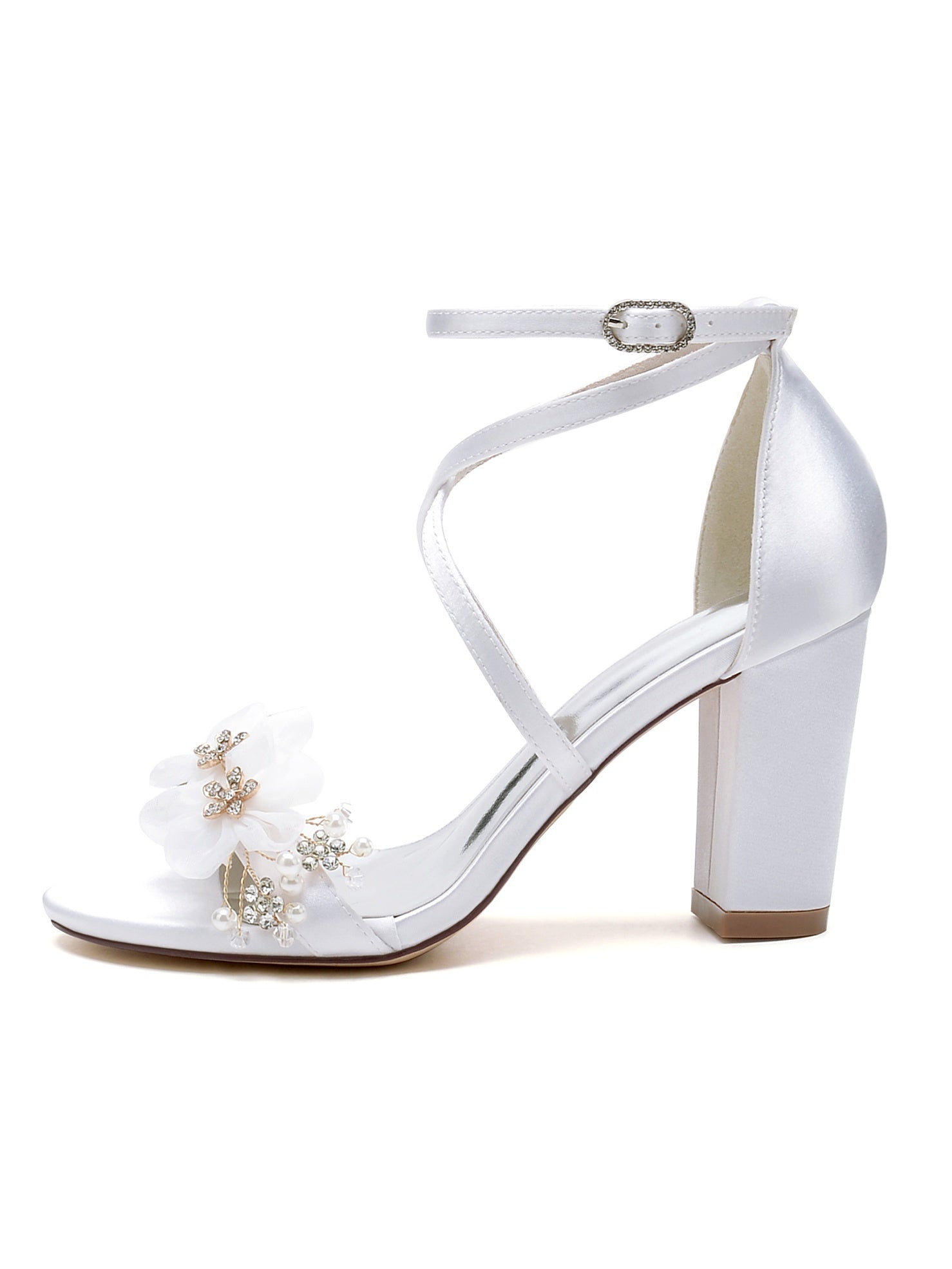 Bridal High Heel Open Toe Shoes with Rhinestones for Women