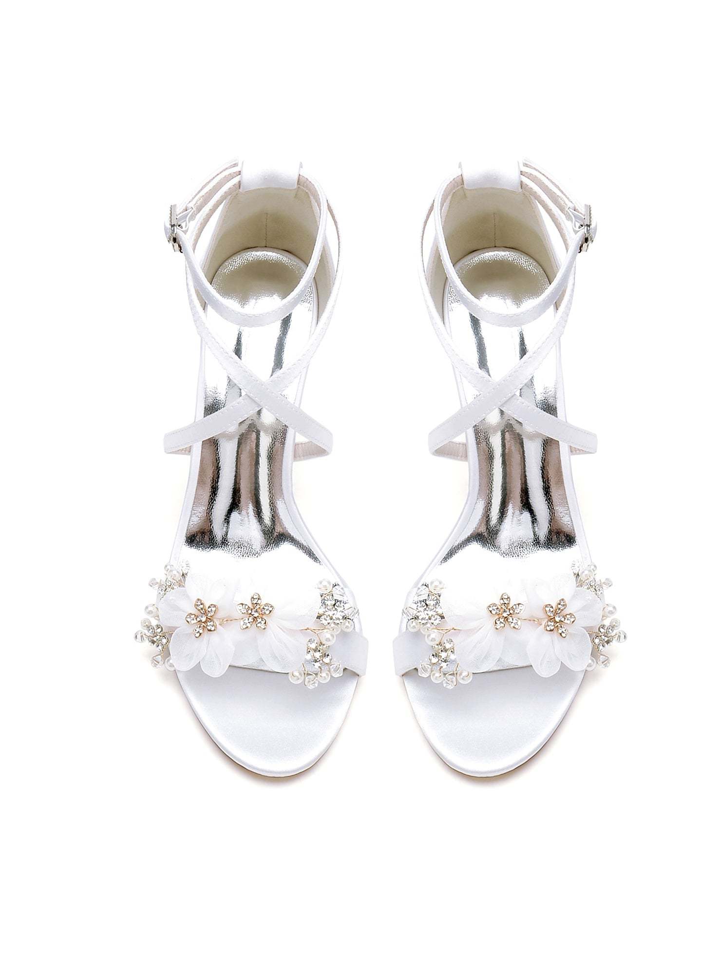 Bridal High Heel Open Toe Shoes with Rhinestones for Women