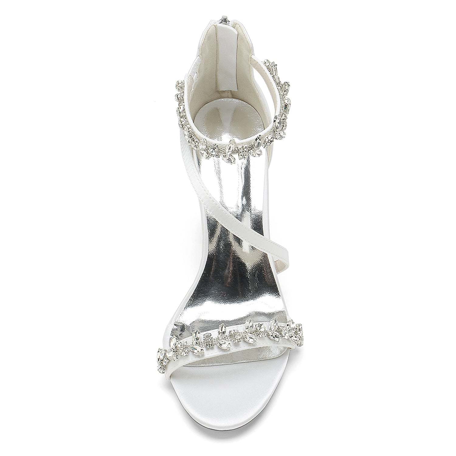 Bridal Shoes for Women with Black Peep Toe and Chunky Heel Featuring Rhinestone Buckle