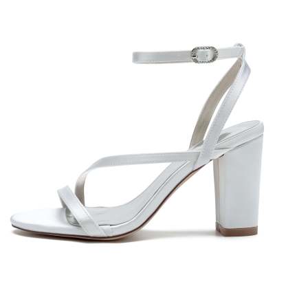 Strappy Open-Toe Bridal Shoes with Block Heel for Women