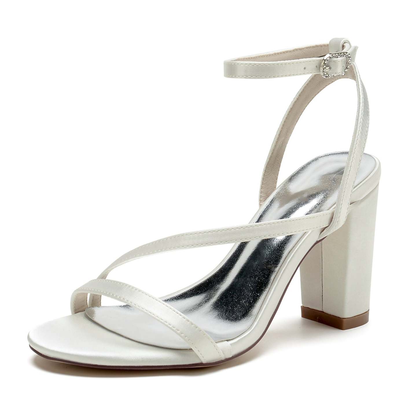 Strappy Open-Toe Bridal Shoes with Block Heel for Women