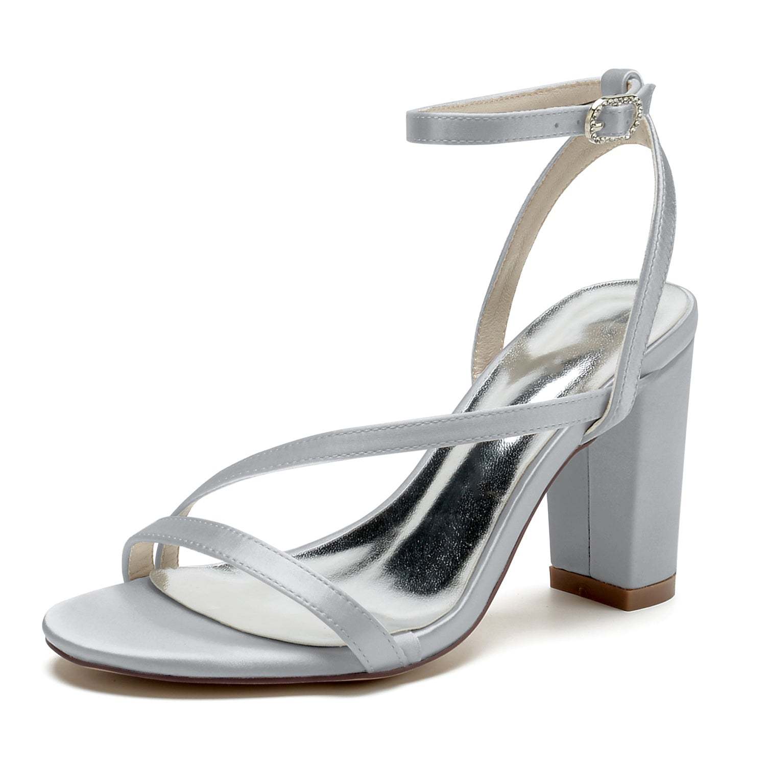 Strappy Open-Toe Bridal Shoes with Block Heel for Women