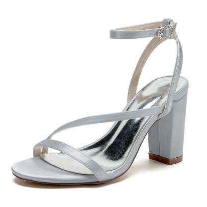 Strappy Open-Toe Bridal Shoes with Block Heel for Women