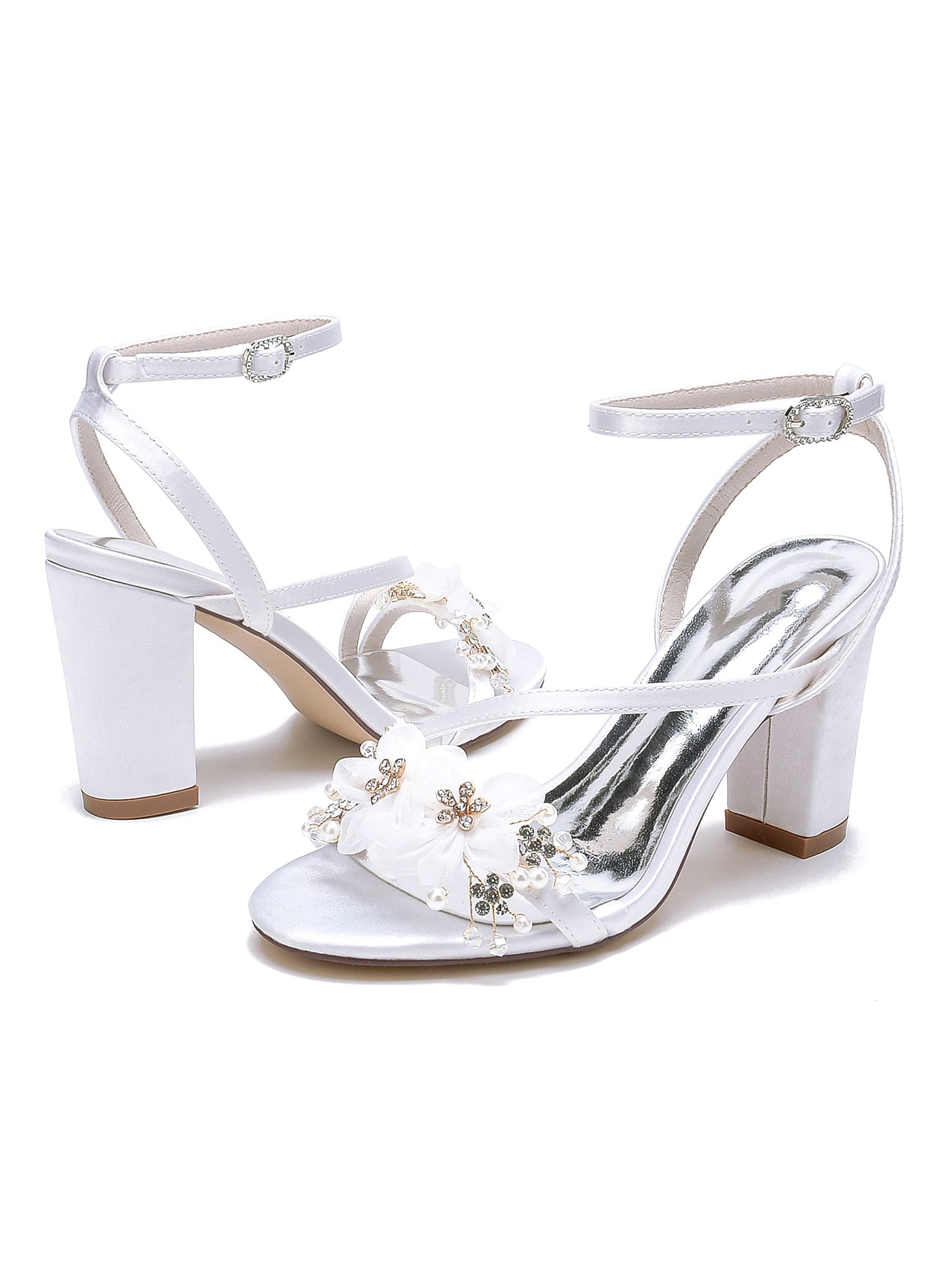 Bridesmaid Shoes for Women with Rhinestones and Open Toe in High Heel