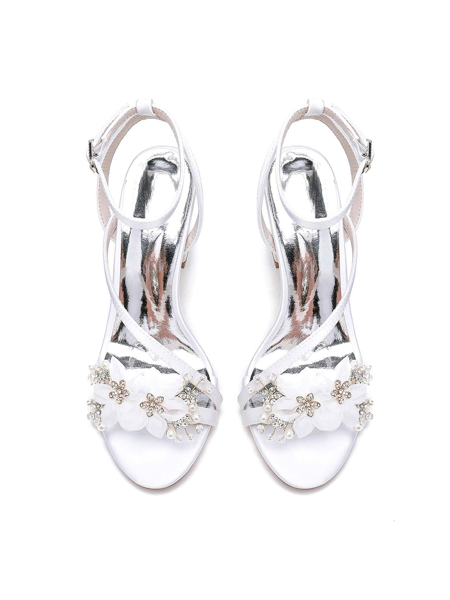 Bridesmaid Shoes for Women with Rhinestones and Open Toe in High Heel