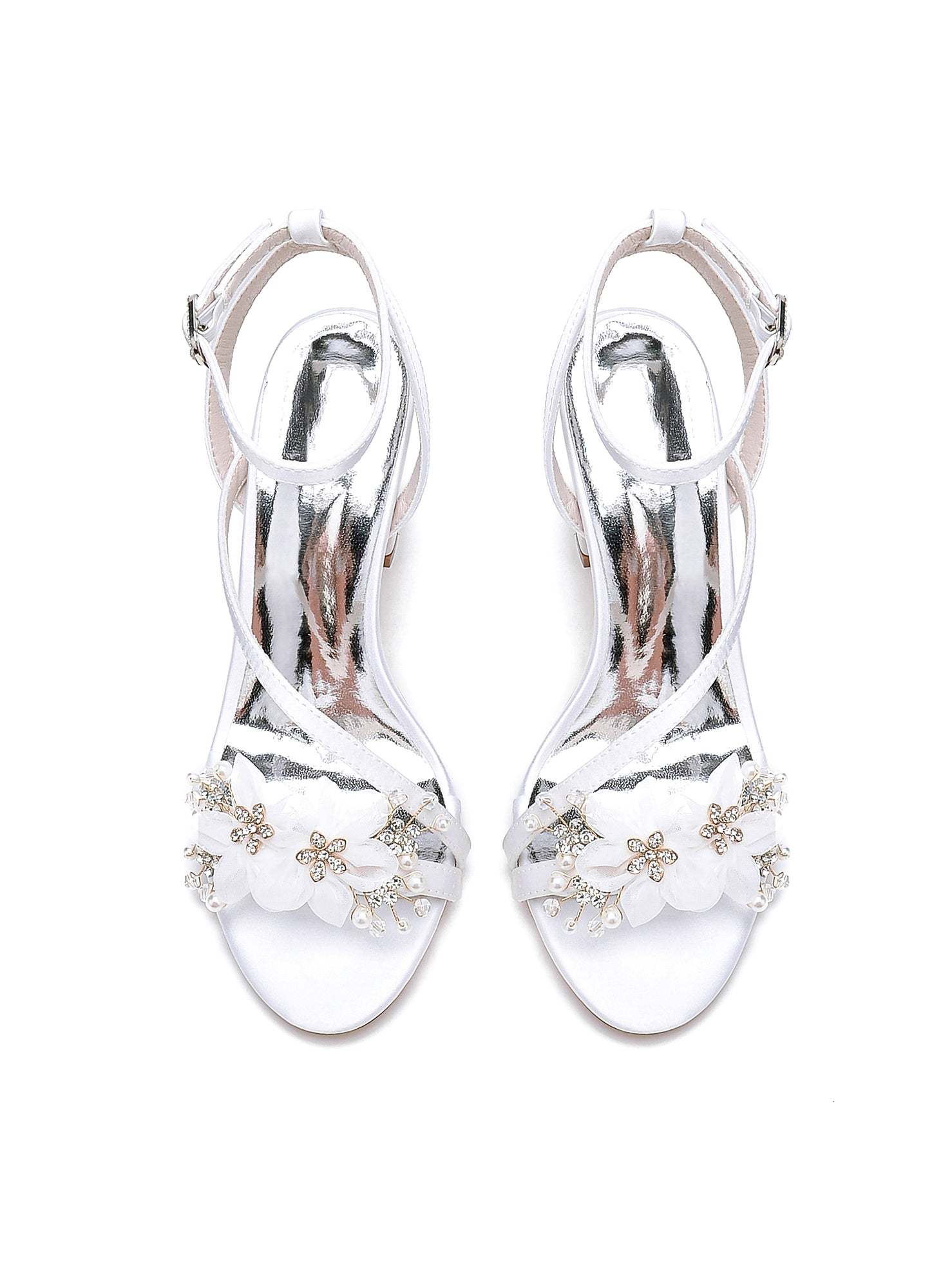 Bridesmaid Shoes for Women with Rhinestones and Open Toe in High Heel