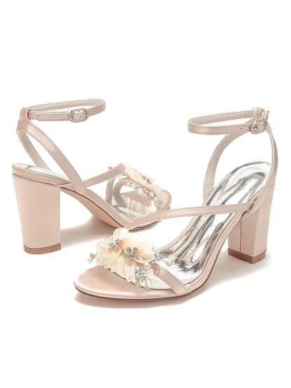 Bridesmaid Shoes for Women with Rhinestones and Open Toe in High Heel