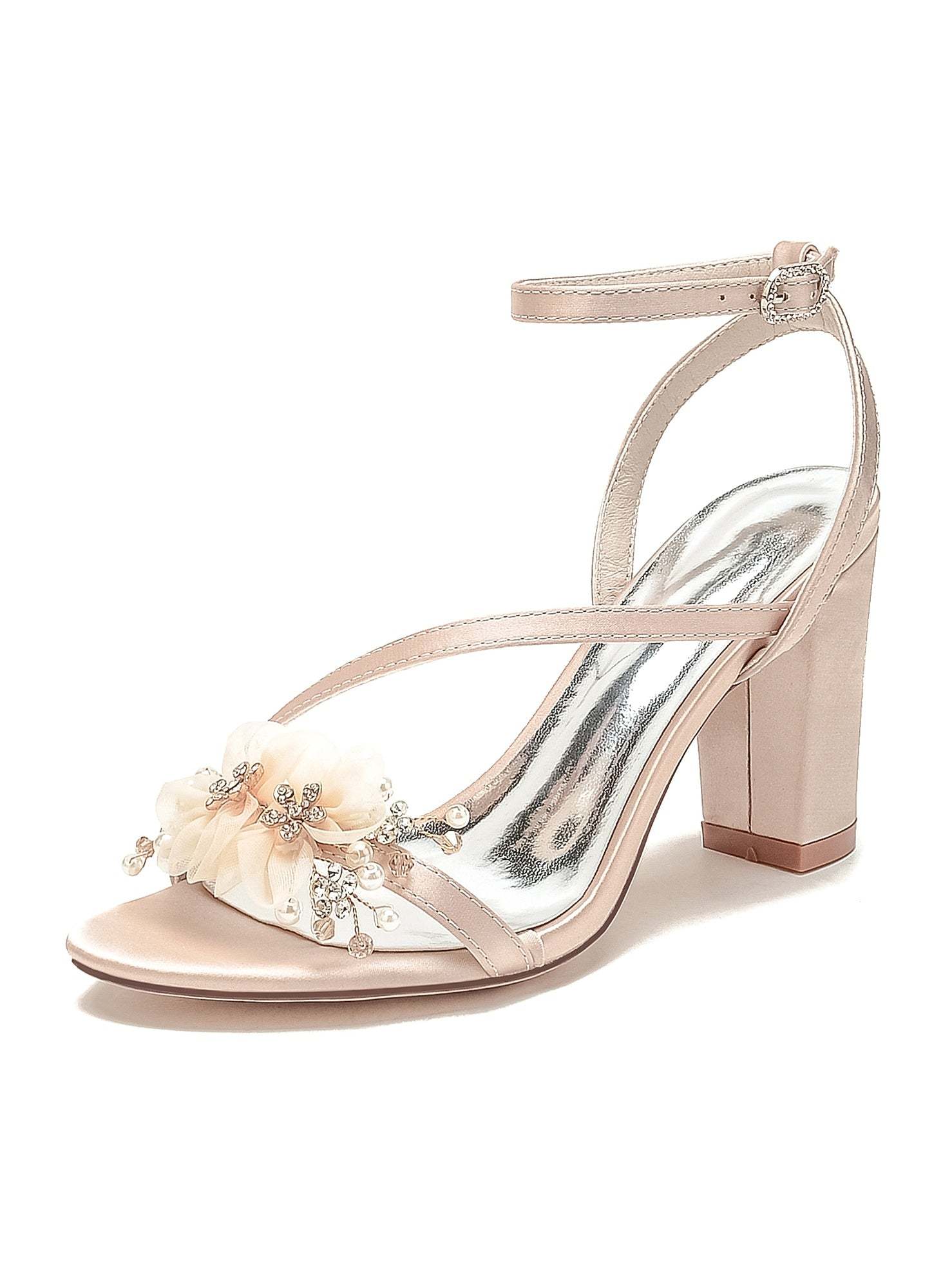 Bridesmaid Shoes for Women with Rhinestones and Open Toe in High Heel