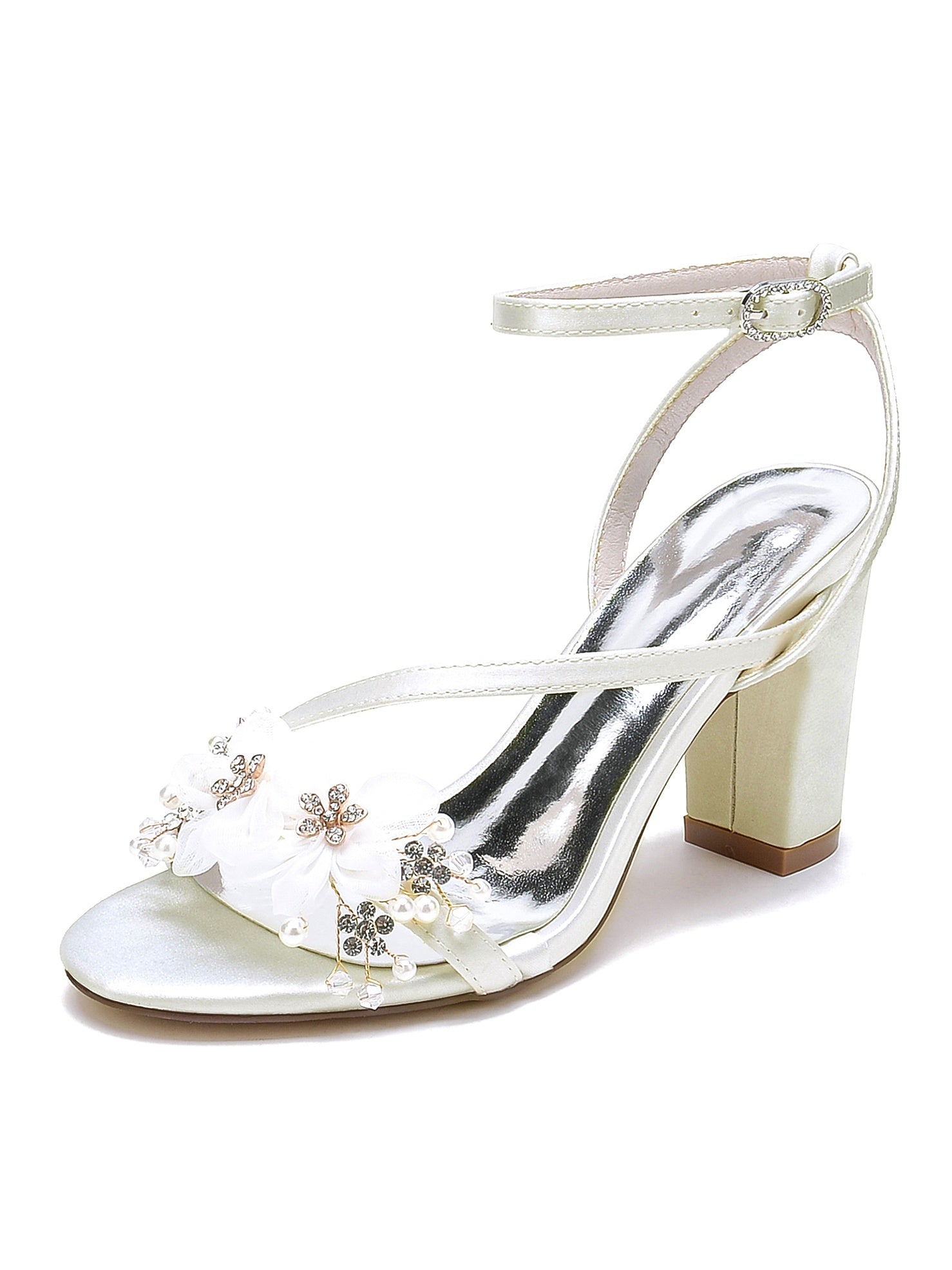 Bridesmaid Shoes for Women with Rhinestones and Open Toe in High Heel