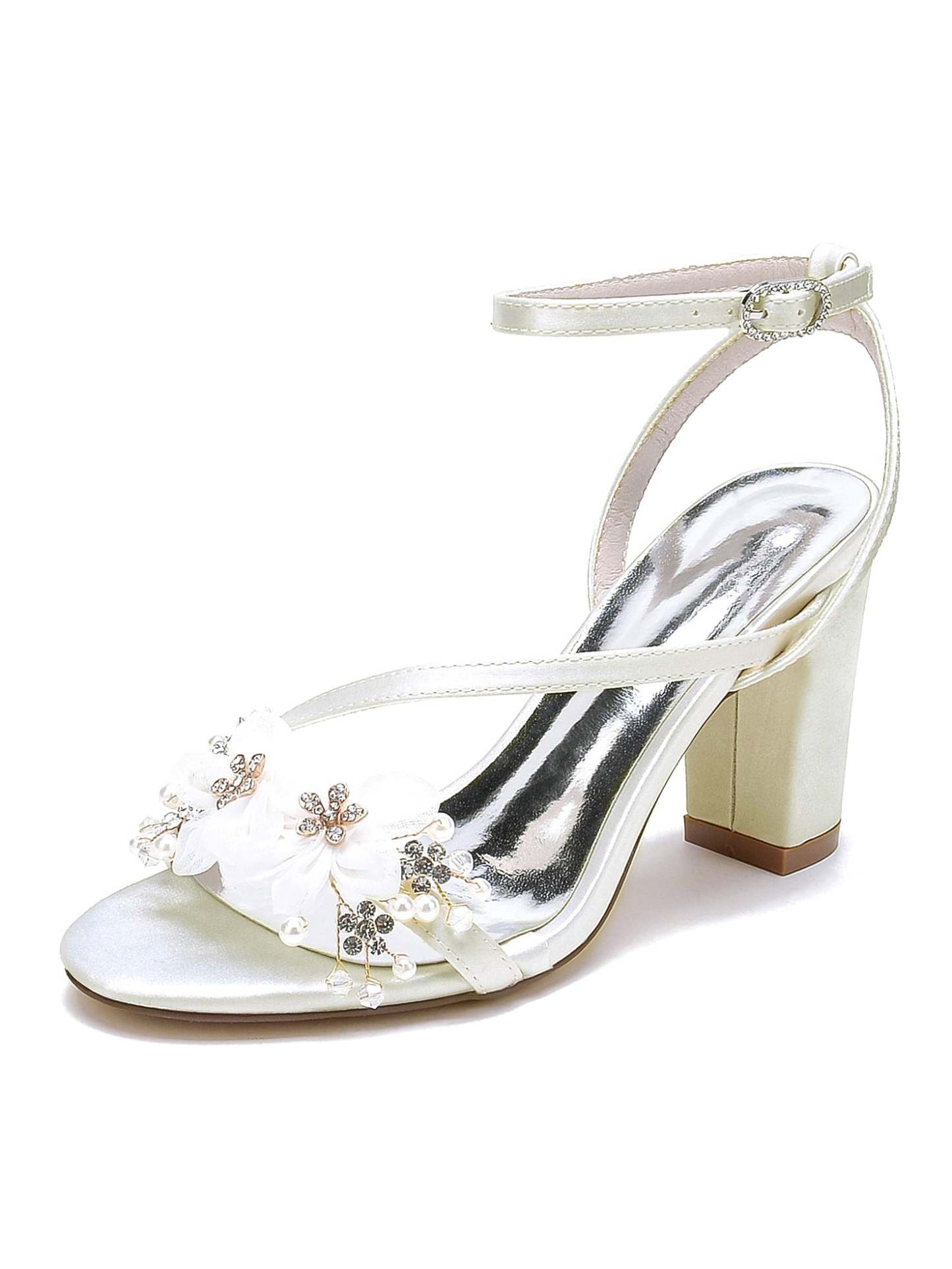 Bridesmaid Shoes for Women with Rhinestones and Open Toe in High Heel