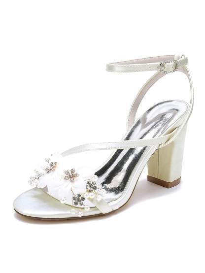 Bridesmaid Shoes for Women with Rhinestones and Open Toe in High Heel