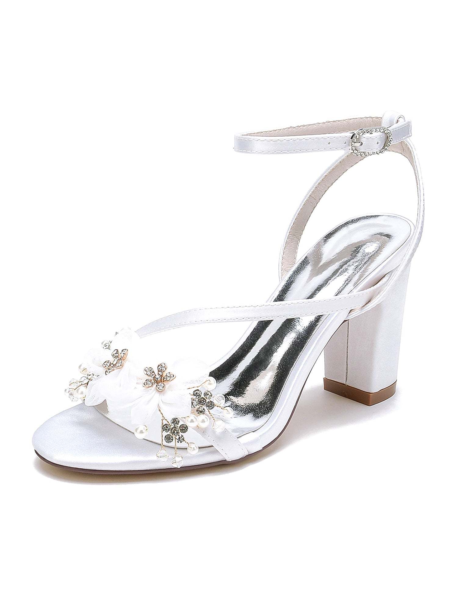 Bridesmaid Shoes for Women with Rhinestones and Open Toe in High Heel