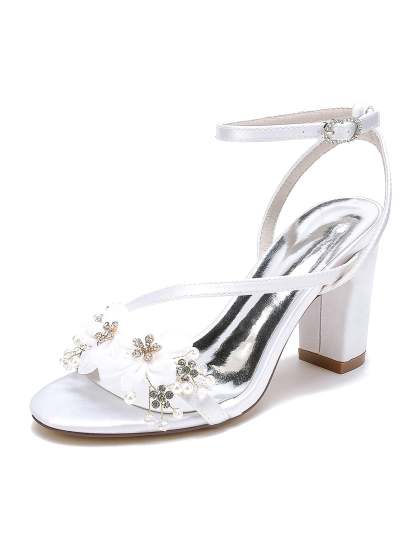 Bridesmaid Shoes for Women with Rhinestones and Open Toe in High Heel