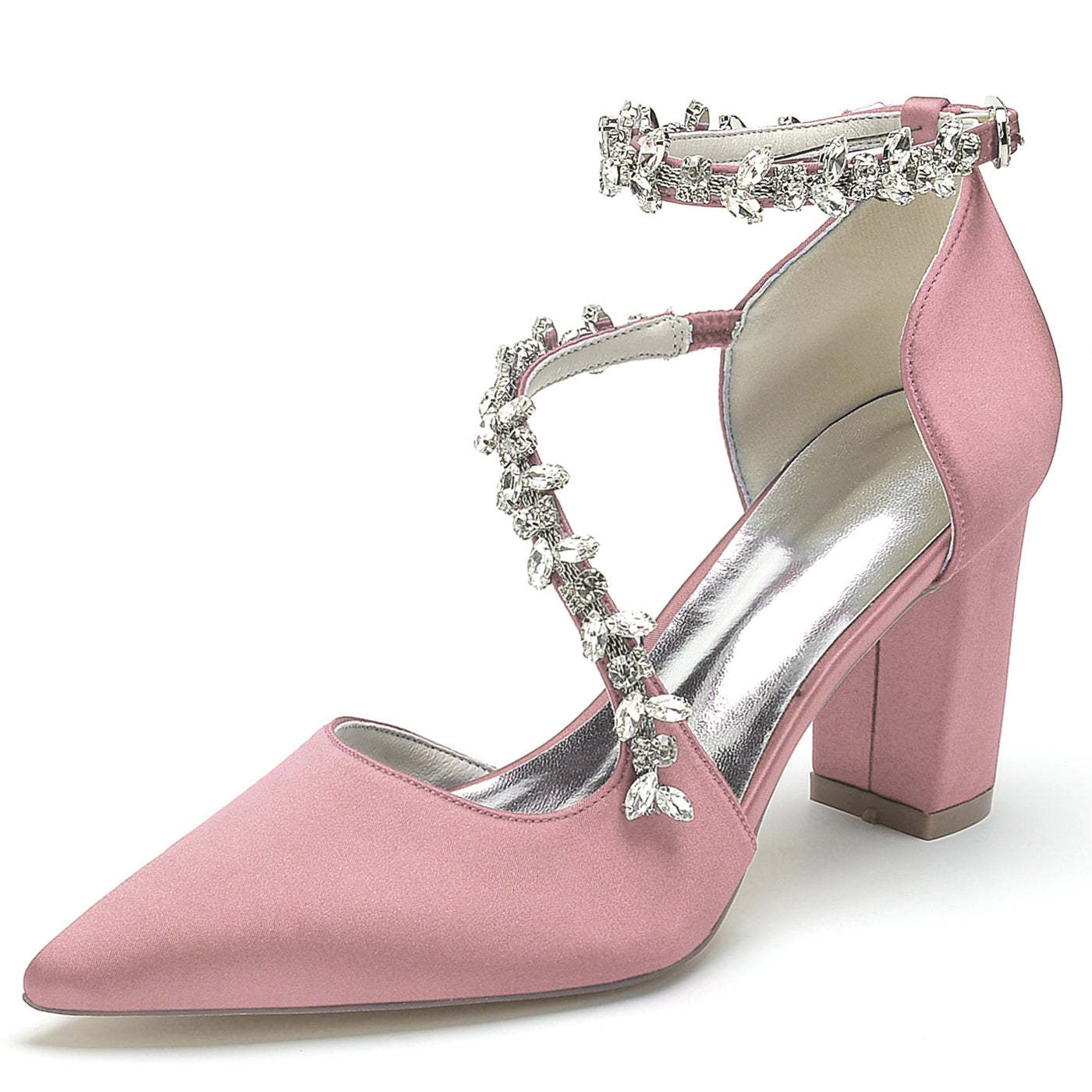 Bridesmaid High Heel Shoes with Rhinestones for Women's Weddings