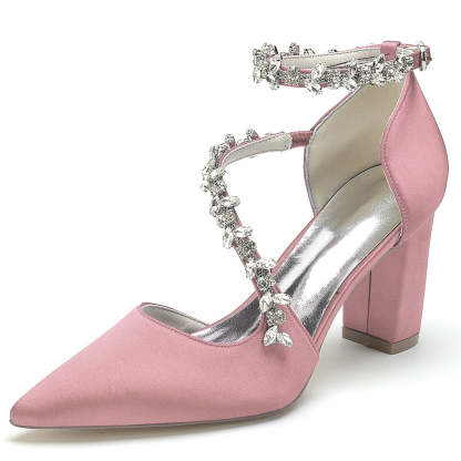 Bridesmaid High Heel Shoes with Rhinestones for Women's Weddings